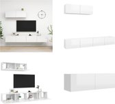 vidaXL Tv-meubelen 3 st spaanplaat hoogglans wit - Tv-kast - Tv-kasten - Televisiekast - Televisiekasten