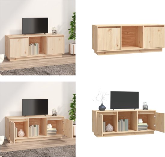 Meuble TV FLAM En Pin Massif – Dimensions 110x40x50 Cm – Marque VidaXL, Neuf