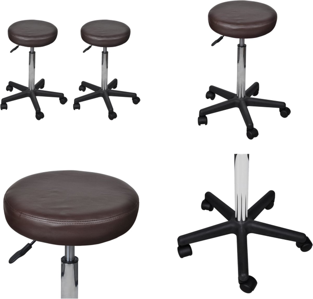 vidaXL Kantoorkrukken 2 st 35-5x84 cm kunstleer bruin - Bureaustoel - Bureaustoelen - Kantoorstoel - Kantoorstoelen