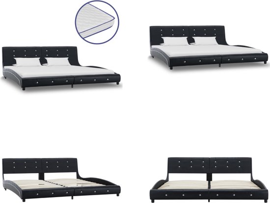 vidaXL Bed met traagschuim matras kunstleer zwart 180x200 cm - Bed - Bedden - Tweepersoonsbed - Tweepersoonsbedden