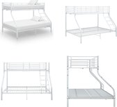vidaXL Stapelbedframe metaal wit 140x200 cm/90x200 cm - Stapelbed - Stapelbedden - Bed - Bedden