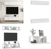 vidaXL Tv-meubelen 4 st 80x30x30 cm bewerkt hout wit - Tv-meubelset - Tv-meubelsets - Tv Meubelset - Tv Meubelsets