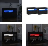 vidaXL Tv-meubelen 2 st met LED-verlichting 60x35x40 cm zwart - Tv-kast - Tv-kasten - Televisiekast - Televisiekasten