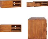 vidaXL Tv-meubel wandmontage 90x30x30 cm massief teakhout - Tv-kast - Tv-kasten - Houten Televisiekast - Houten Televisiekasten