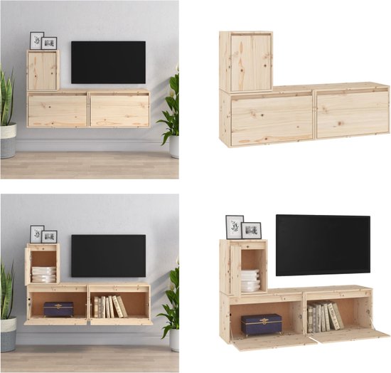VidaXL Tv-meubelen 3 st massief grenenhout