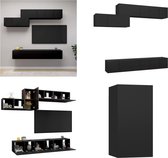 vidaXL 7-delige Tv-meubelset spaanplaat zwart - Tv-kastenset - Tv-kastensets - Tv-kasten - Tv-meubelset