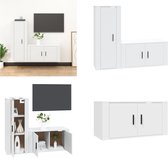 vidaXL 2-delige Tv-meubelset bewerkt hout wit - Tv-kast - Tv-kasten - Tv-meubel - Hifi-meubel