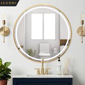 Nueva Vida- Miroir de salle de bain avec Siècle des Lumières - Rond - 80 cm - Or - Anti-buée - Capteur tactile - Intensité variable - Cordon amovible