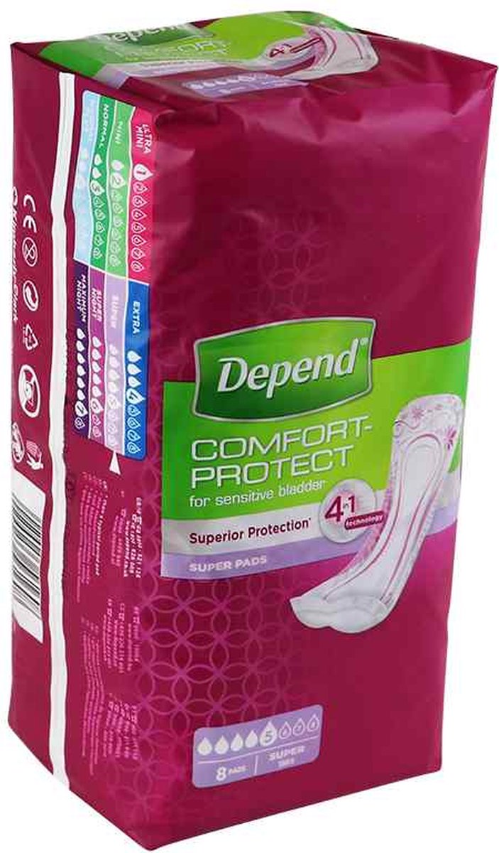 Goedkoopste Voordeelverpakking 2 X Depend Verband Super, 8st (1565