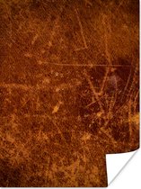 Poster Leer - Lederlook - Bruin - Oranje - 30x40 cm - Kerstversiering - Kerstdecoratie voor binnen - Kerstmis