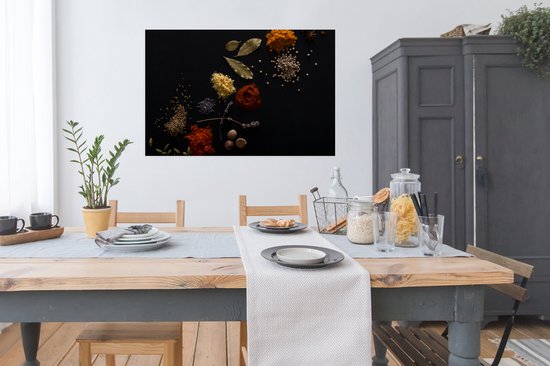 Affiche Herbes - Zwart - Épices - Cuisine - Cuisine - 120x80 cm
