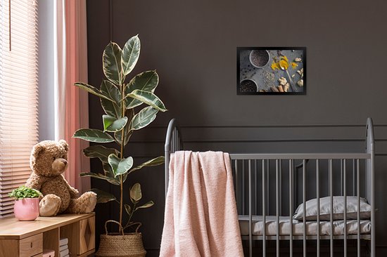 Cadre photo avec affiche - Herbes sur fond gris - 30x20 cm - Cadre pour affiche