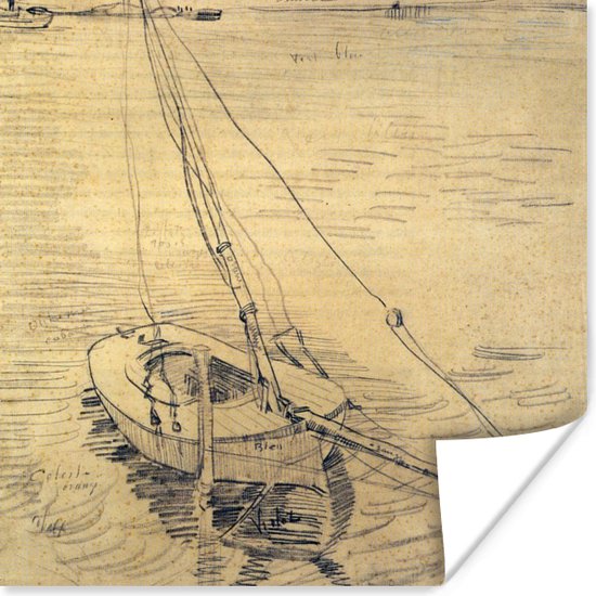 Poster Zeilboot op de Seine bij Asnières - Vincent van Gogh - 50x50 cm