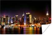 Gekleurde skyline van New York in de nacht Poster 180x120 cm - Foto print op Poster (wanddecoratie woonkamer / slaapkamer) / Noord-Amerika Poster XXL / Groot formaat!