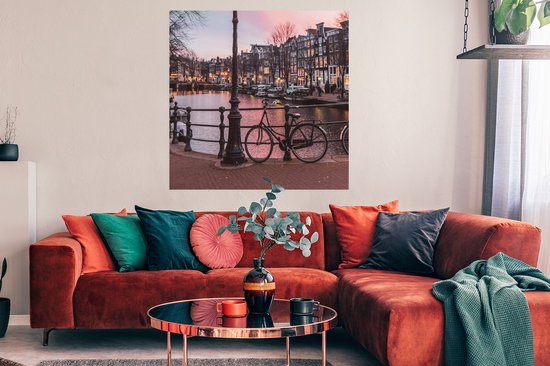 Affiche Amsterdam au crépuscule - 100x100 cm XXL