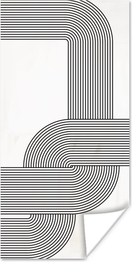 Poster Kunst - Zwart - Wit - Lijn - 20x40 cm