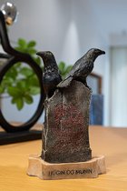 Hugin OG Munin Standbeeld 3" Collectible Standbeeld Sculptuur Figuur Crow Bird Model