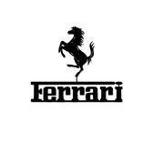 Ferrari - Logo tekst met Paard - Metaalkunst - Rood - 60 x 53 cm - Auto Decoratie - Muur Decoratie- Man Cave - Cadeau voor man- Inclusief ophangsysteem