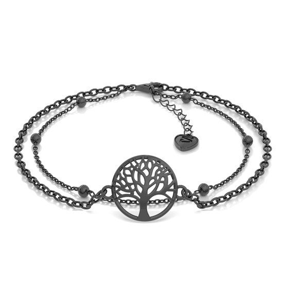 SERASAR Bracelet en argent sterling [Vie] avec symbole d'arbre, noir, bijoux 925