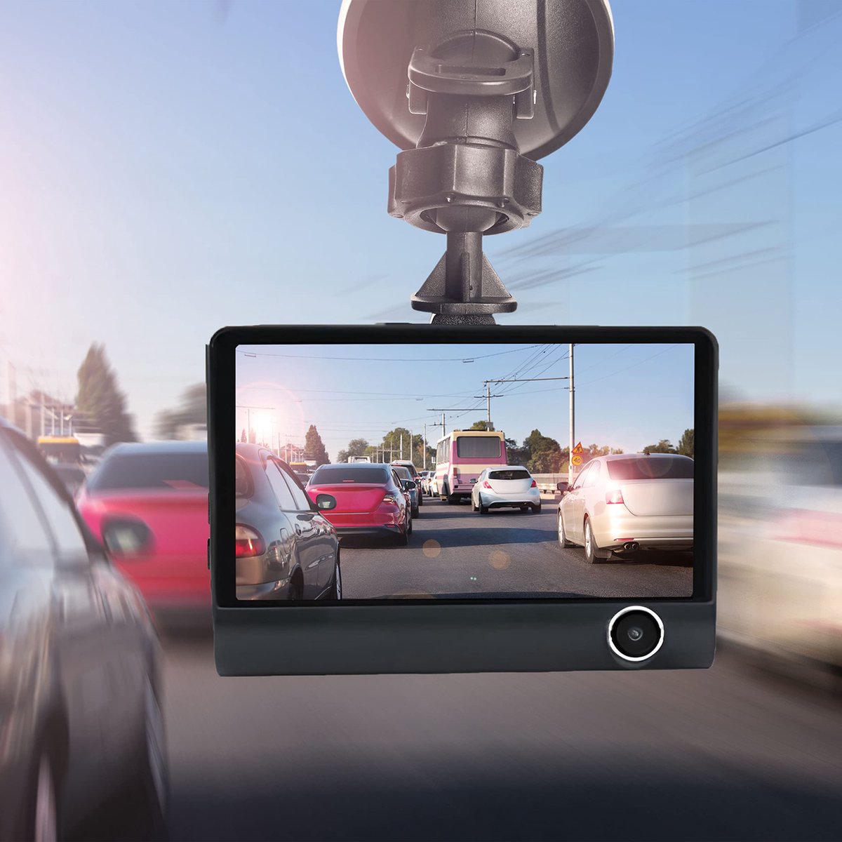 Beroli - Retoo Dash Cam Auto Voor Achter - 360 Camera Auto - 3 in 1 - 170 Groothoek - G Sensor - Dash Cam - Bewegingsdetectie - Parking Monitoring - Loop Recording - 360 Graden Monitoring