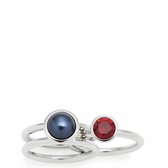 Leonardo Jewels Ring 17 Generoso Set van 2 Vingerring Sieraden Glas Zwart Rood