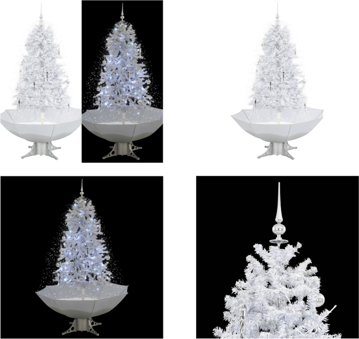 vidaXL Kerstboom sneeuwend met paraplubasis 170 cm wit - Sneeuwende Kerstboom - Sneeuwende Kerstbomen - Kerstboom Met Vallend Sneeuw - Kerstbomen Met Vallend Sneeuw