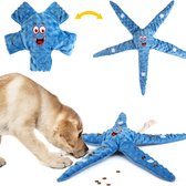 Hondenspeelgoed, huisdieren, kauwspeelgoed, pluche touw, hondenspeelgoed, zeestervorm, piepspeelgoed, zacht puppyspeelgoed, interactief speelgoed voor kleine, middelgrote en grote honden, donkerblauw