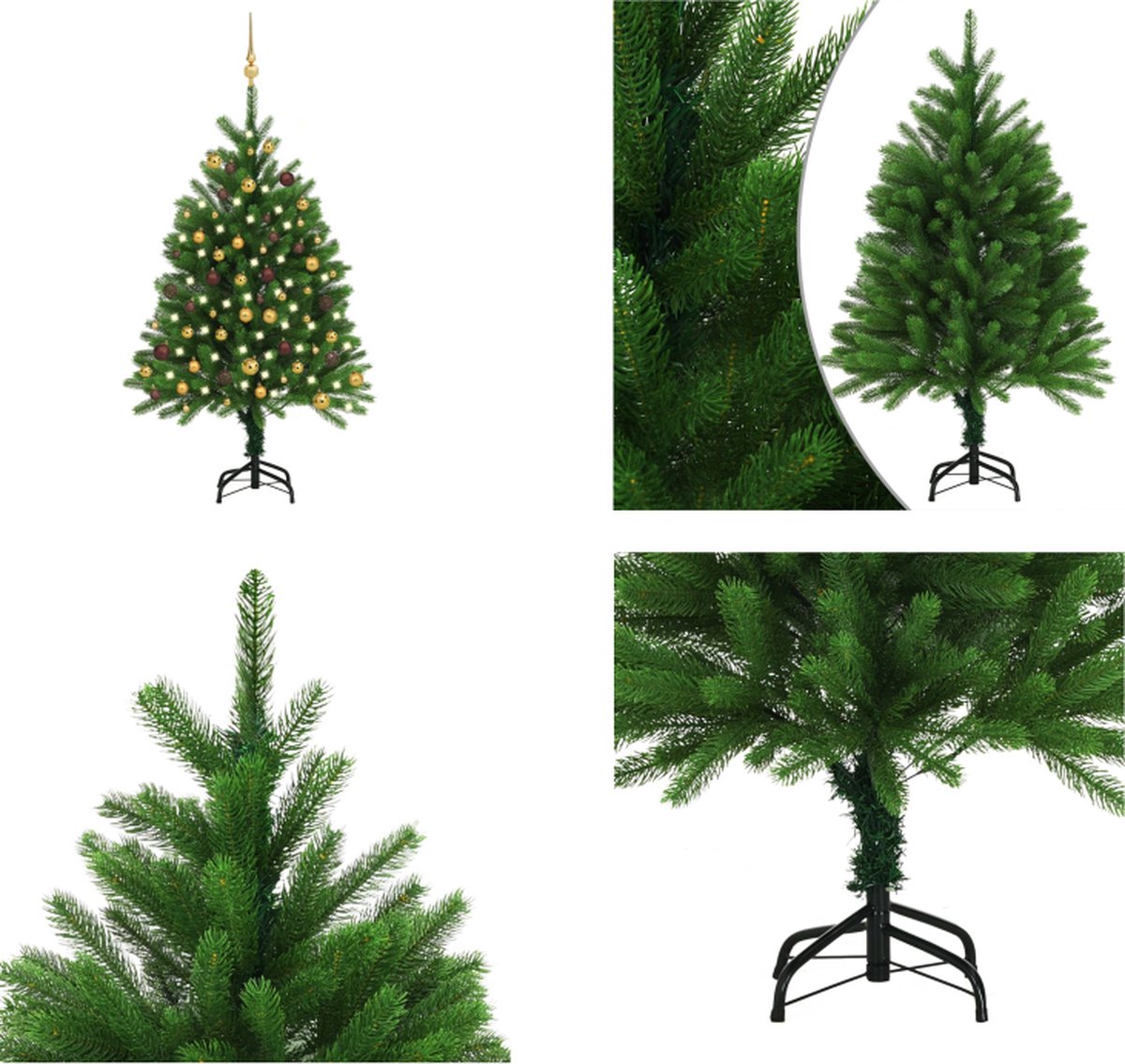 vidaXL Kunstkerstboom met LED's en kerstballen 120 cm groen - Kunstkerstboom - Kunstkerstbomen - Kerstboom - Kerstdecoratie