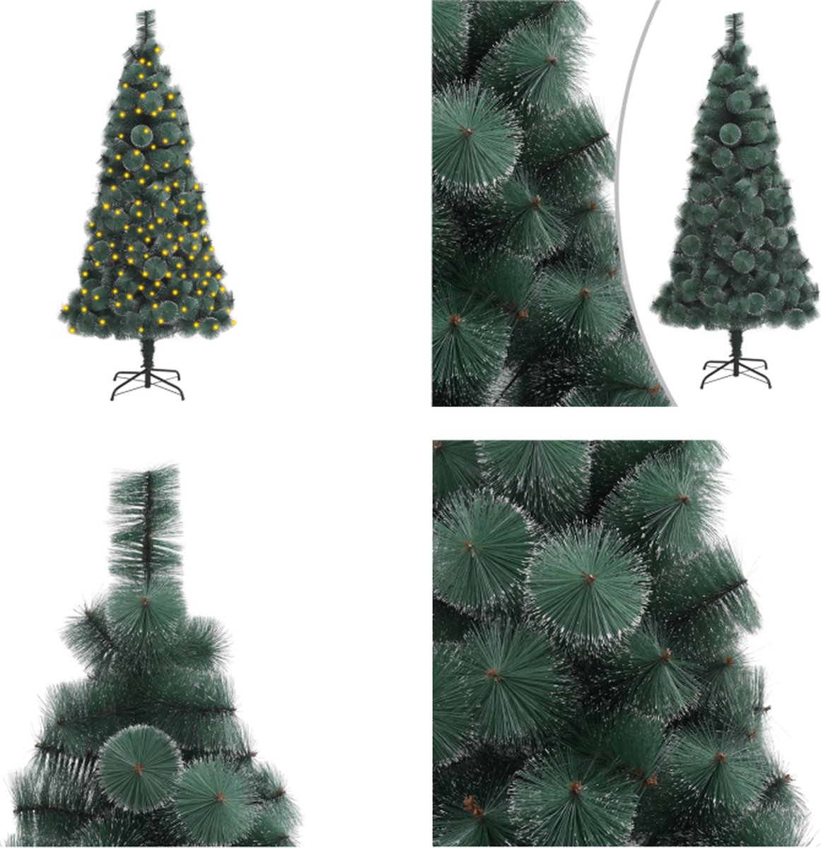 vidaXL Kunstkerstboom met LED's 150 cm PVC en PE groen - Kunstkerstboom - Kunstkerstbomen - Kerstboom - Kerstdecoratie