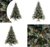 vidaXL Kerstboom met LED's en dennenappels 150 cm PVC en PE groen wit - Kunstkerstboom - Kunstkerstbomen - Kerstboom - Kerstdecoratie