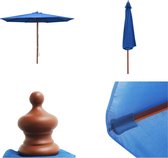 vidaXL Parasol met houten paal 350 cm blauw - Parasol - Parasols - Buitenparasol - Buitenparasols