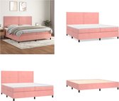 vidaXL Boxspring met matras fluweel roze 200x200 cm - Boxspring - Boxsprings - Bed - Slaapmeubel