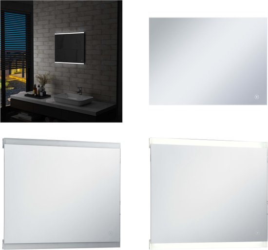 vidaXL Badkamerspiegel LED met aanraaksensor 60x50 cm - Badkamerspiegel - Badkamerspiegels - Make-upspiegel - Make-upspiegels