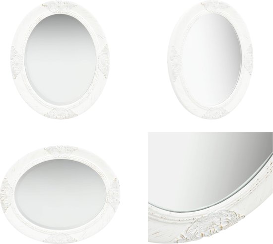 vidaXL Wandspiegel barok stijl 50x60 cm wit - Wandspiegel - Wandspiegels - Spiegel - Badkamerspiegel