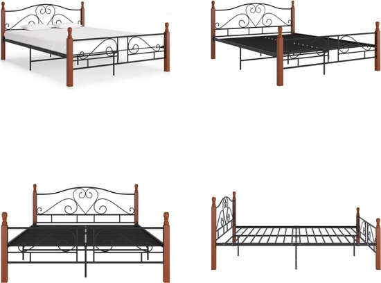 vidaXL Bedframe metaal zwart 160x200 cm - Bedframe - Bedframes - Bed - Bedden