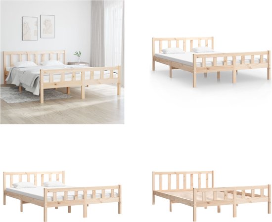 VidaXL Bedframe massief hout - Bedframe - Bedframes - Tweepersoonsbed - Bed