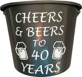 Cadeau Emmer-Cheers & Beers to 40 Years-12 Liter-Zwart-Cadeau-Geschenk-Gift-Kado-Verjaardag