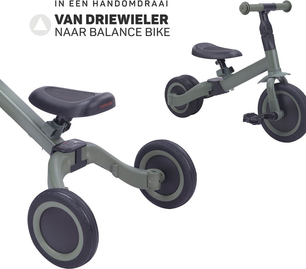 Topmark Kaya - 4 in1 Driewieler - Loopfiets - Balance Bike - Groen — afbeelding 3