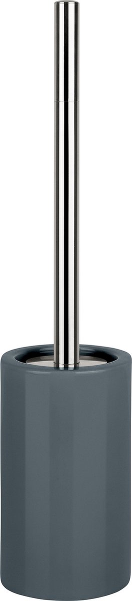 Spirella Luxe Toiletborstel in houder Sienna - donkergrijs glans - porselein - 42 x 10 cm - met binnenbak