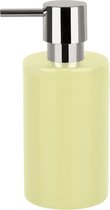 Pompe/distributeur de savon Spirella Sienna - jaune brillant - porcelaine - 16 x 7 cm - 300 ml - salle de bain/WC/cuisine