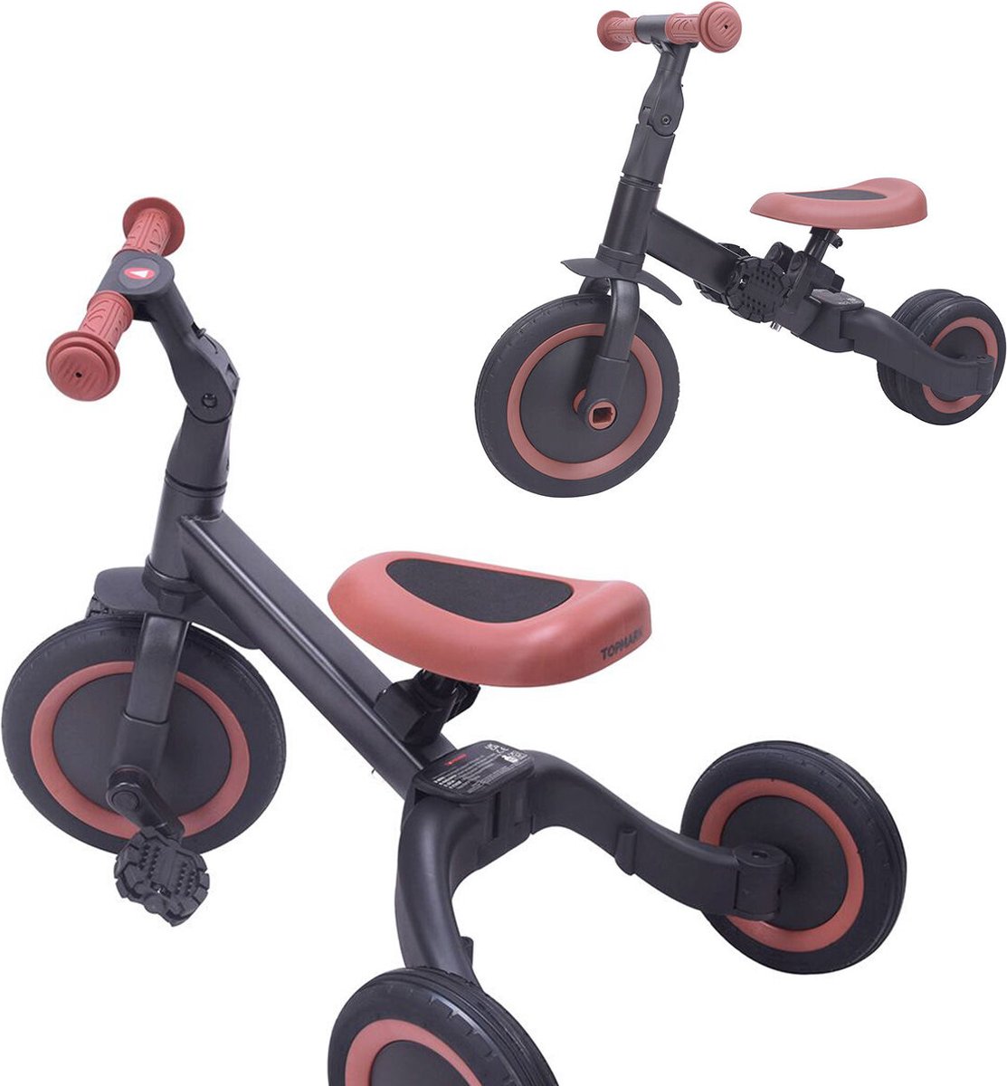 Topmark Kaya - 4 in1 Driewieler - Loopfiets - Balance Bike - Zwart-Bruin — afbeelding 11