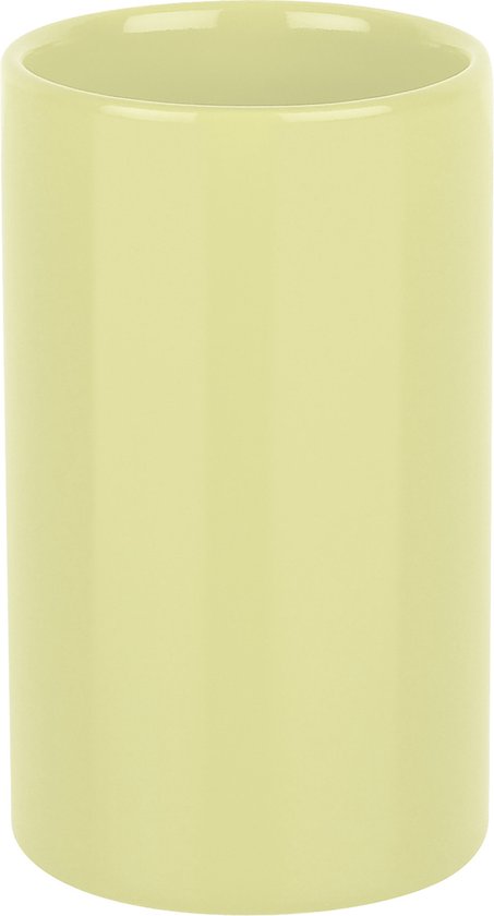 Spirella Badkamer drinkbeker/tandenborstelhouder Sienna - porselein - glans geel - 7 x 11 cm