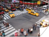 Gele Taxis in een typisch straatbeeld Poster 160x120 cm - Foto print op Poster (wanddecoratie woonkamer / slaapkamer) / Amerikaanse steden Poster XXL / Groot formaat!