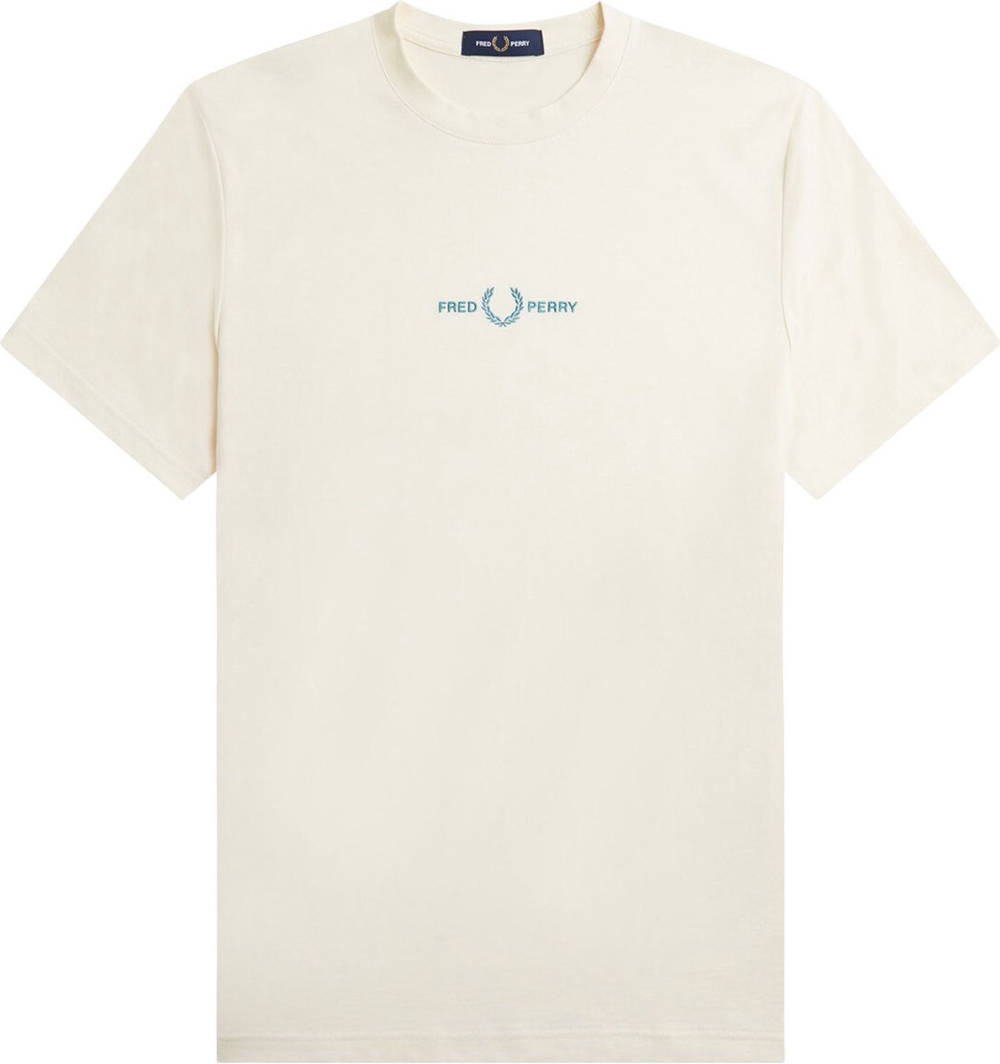 Fred Perry - Embroidered T-Shirt - Ecru Herenshirt-M