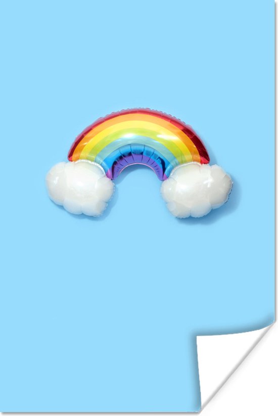 Poster Een regenboog uit donzige wolkjes - 40x60 cm