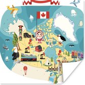 Poster Illustraties op een kaart van Canada - 50x50 cm