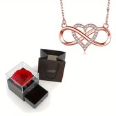 Elegante Infinity Hartvormige Hanger Ketting Met Luxe Roos Geschenkdoos Voor Vriendin Vrouw Kerst Valentijn Jubileum Cadeau - Roze Goud