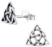 Joy|S - Zilveren Keltische knoop oorbellen - 9 mm - driehoek - geoxideerd