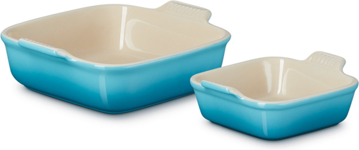 Le Creuset - Ovenschaal Vierkant - Set Van 2 Stuks - Caribean Blue