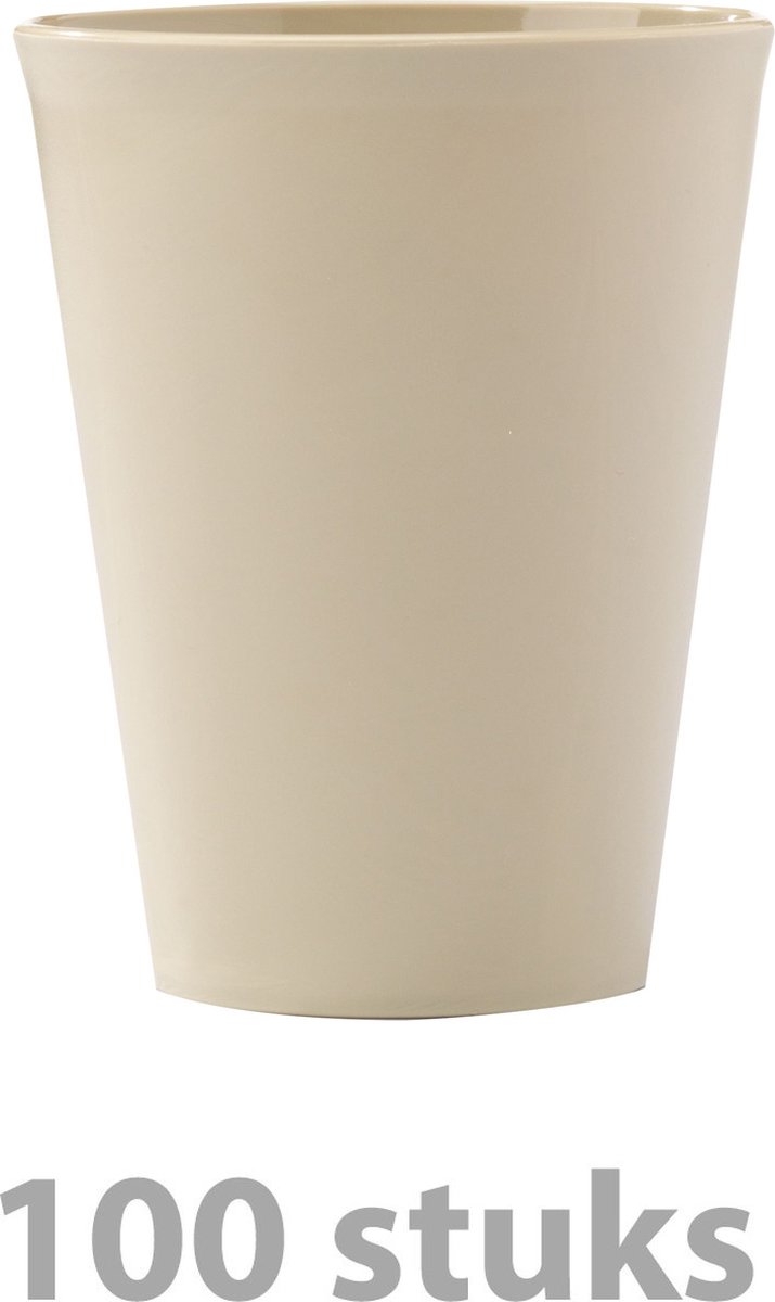 100 Stuks kleine herbruikbare 200 ml kunststof PP koffiebekers - kaki bruin - Sugarcane bio-plastic - stapelbaar